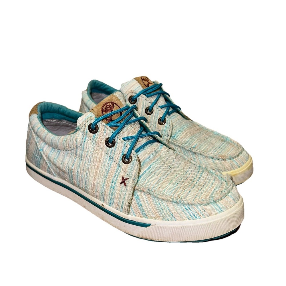 Twisted X Hooey Loper Multi Blue Striped Lace Up Shoes Moc YHYC0005 Youth 4M $75